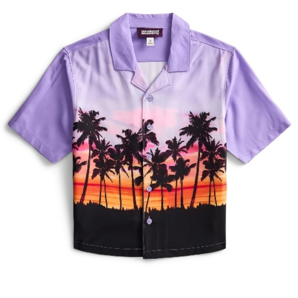 Weekend Academy Tropical Quick Dry Button Down Top Sz 10/12